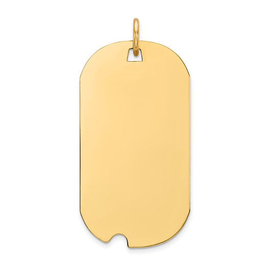 14k Yellow Gold Plain .013 Gauge Engravable Dog Tag w/Notch Disc Charm