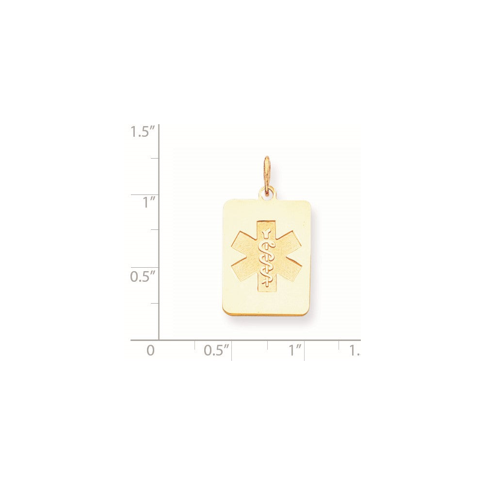 14k Yellow Gold Non-enameled Medical Jewelry Pendant
