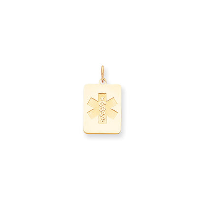 14k Yellow Gold Non-enameled Medical Jewelry Pendant
