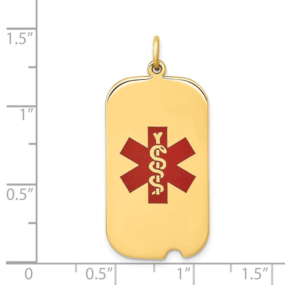 14k Yellow Gold Red Enamel Medical Jewelry Pendant