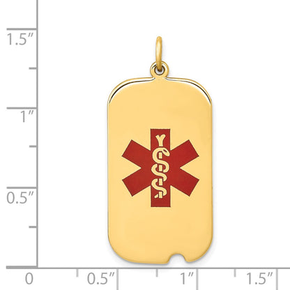 14k Yellow Gold Red Enamel Medical Jewelry Pendant