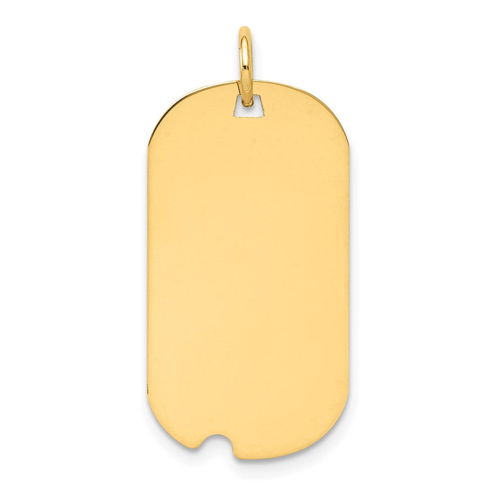 14k Yellow Gold Plain Engraveable Dog Tag w/Notch Disc Charm