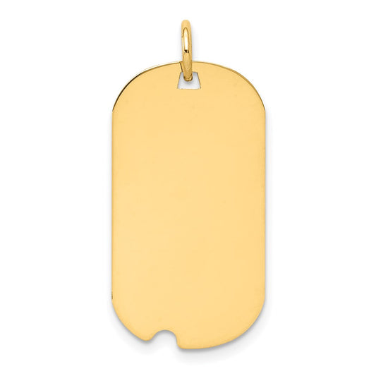 14k Yellow Gold Plain .027 Gauge Engraveable Dog Tag w/Notch Disc Charm