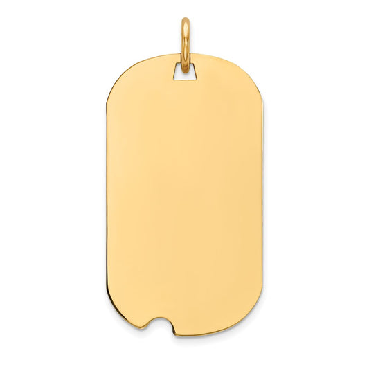 14k Yellow Gold Plain .013 Gauge Engraveable Dog Tag w/Notch Disc Charm