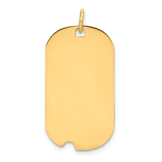 14k Yellow Gold Plain .009 Gauge Engraveable Dog Tag w/Notch Disc Charm