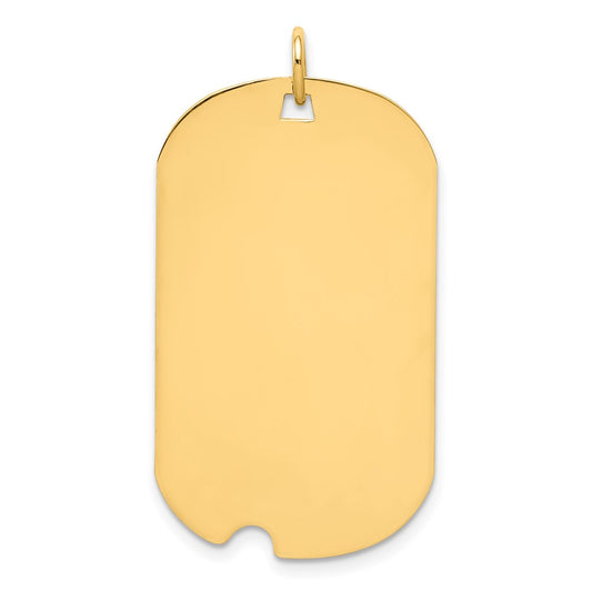 14k Yellow Gold Plain .018 Gauge Engraveable Dog Tag w/Notch Disc Charm