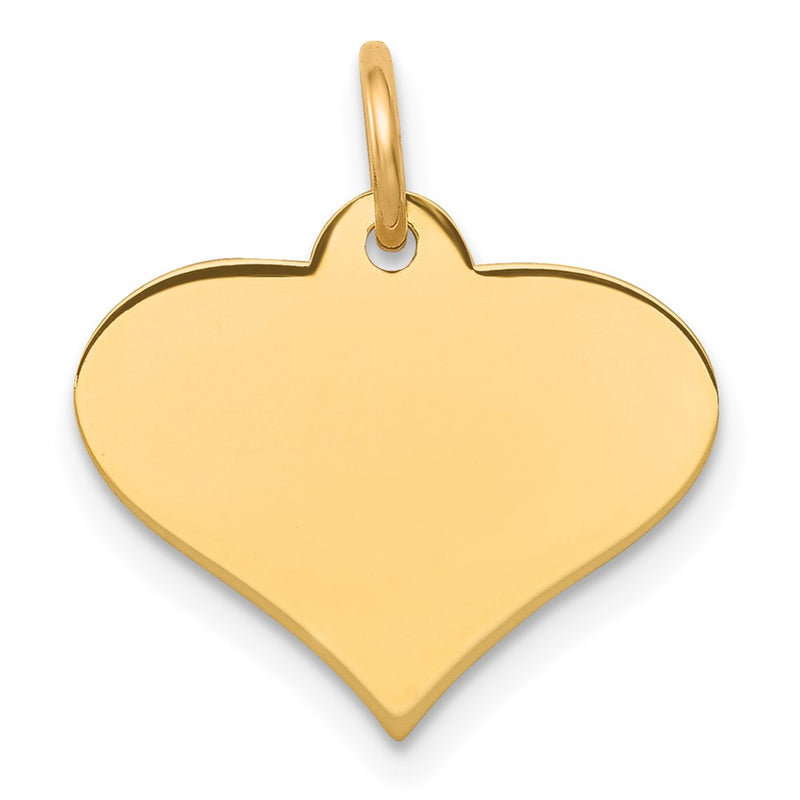 14k Yellow Gold Plain Engraveable Heart Disc Charm