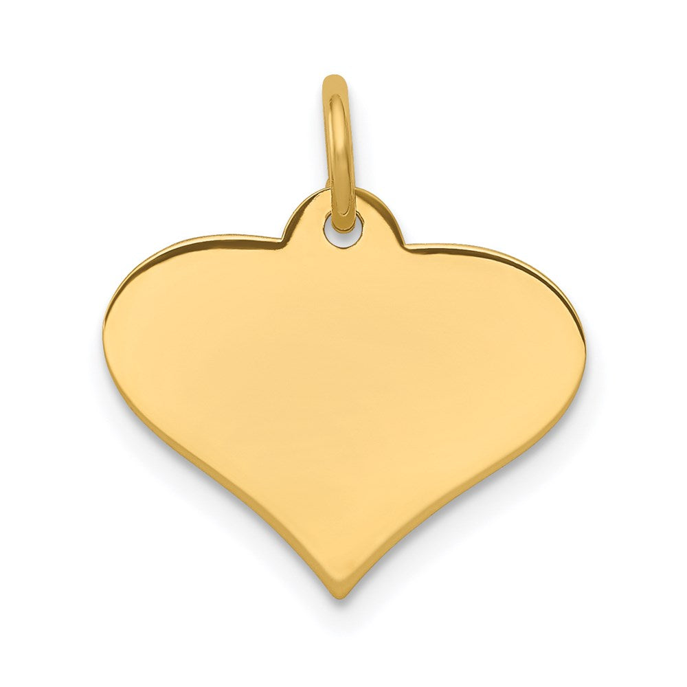 14k Yellow Gold Plain .018 Gauge Engraveable Heart Disc Charm