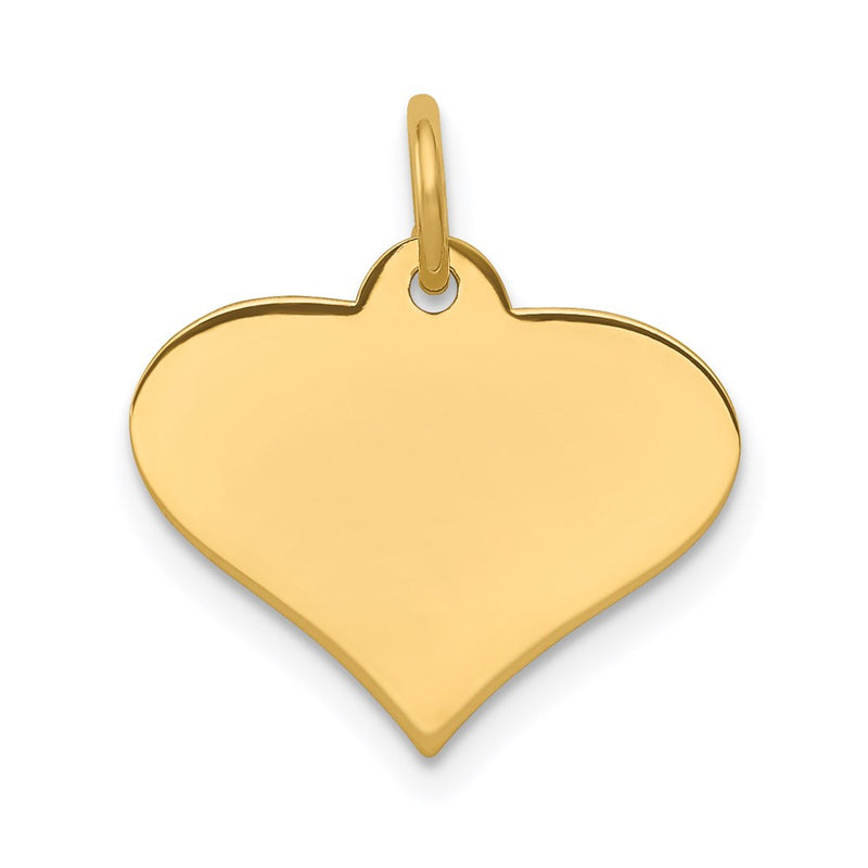 14k Yellow Gold Plain Engraveable Heart Disc Charm