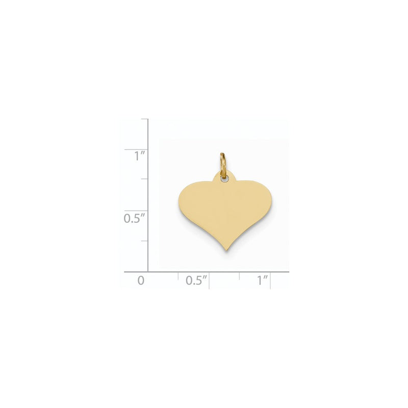 14k Yellow Gold Plain .035 Gauge Engraveable Heart Disc Charm