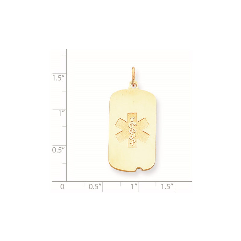 14k Yellow Gold Non-enameled Medical Jewelry Pendant