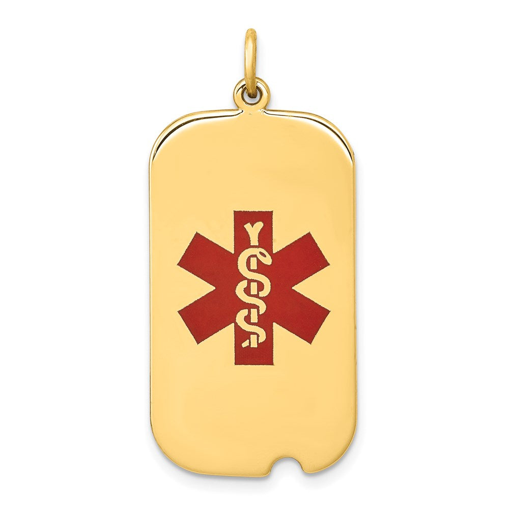 14k Yellow Gold Red Enamel Medical Jewelry Pendant