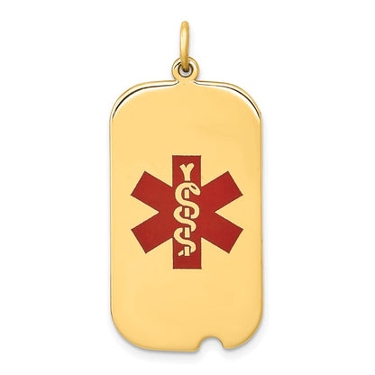 14k Yellow Gold Red Enamel Medical Jewelry Pendant