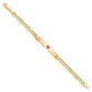 Solid 14K Yellow Gold Medical Red Enamel Anchor ID Bracelet