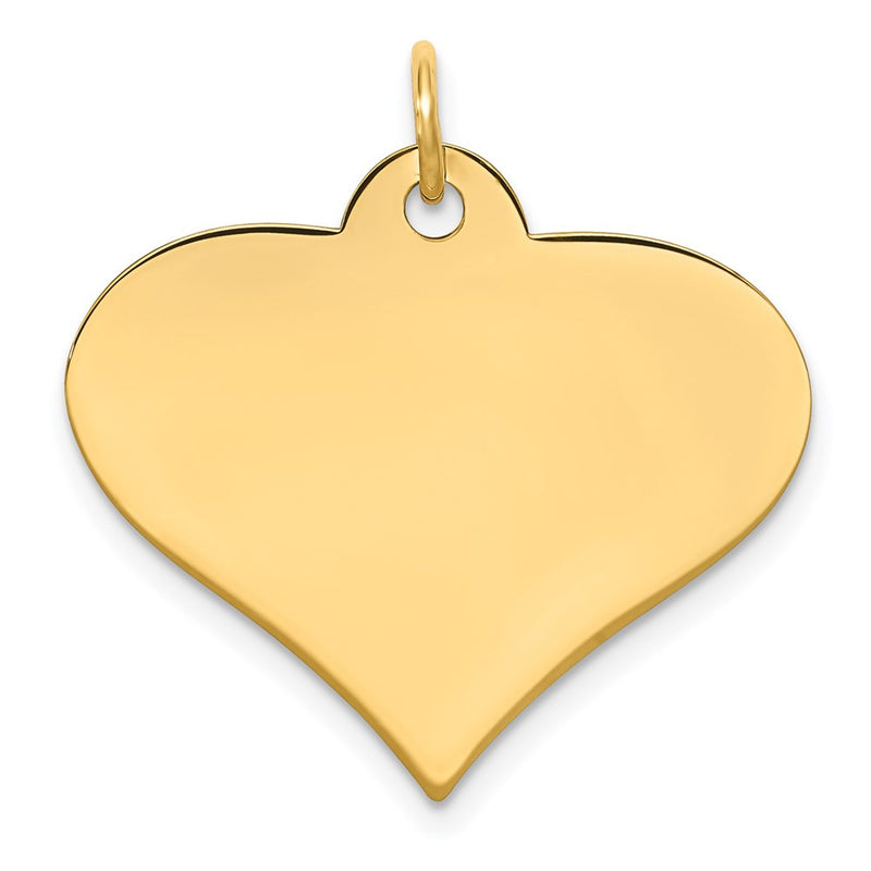 14k Yellow Gold Plain Engraveable Heart Disc Charm