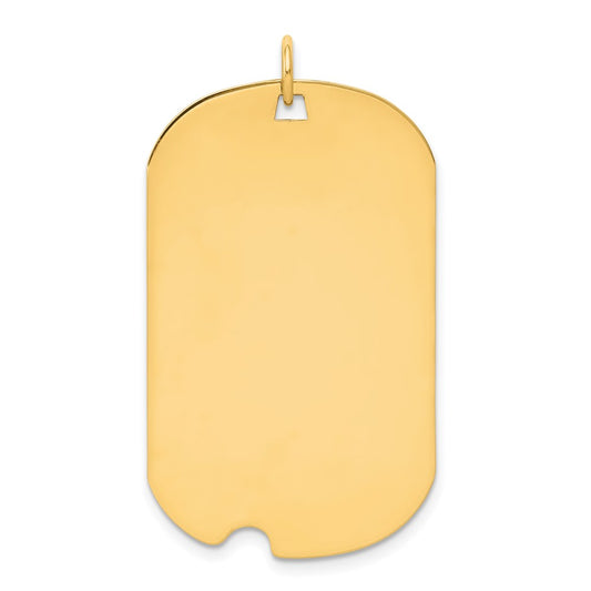 14k Yellow Gold Plain .027 Gauge Engravable Dog Tag w/Notch Disc Charm