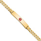 Solid 14K Yellow Gold Medical Red Enamel Curb Link ID Bracelet