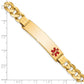 Solid 14K Yellow Gold Medical Red Enamel Curb ID Bracelet