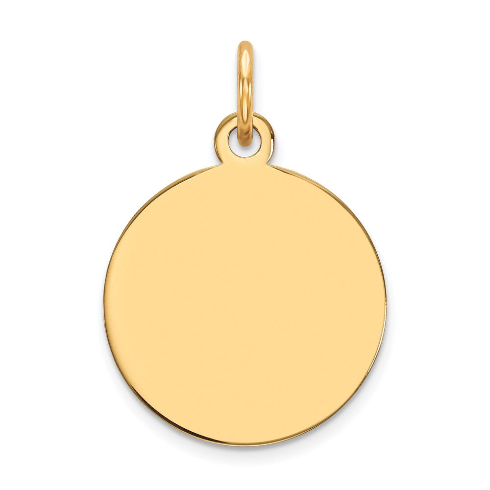 14k Yellow Gold Plain .027 Gauge Circular Engravable Disc Charm