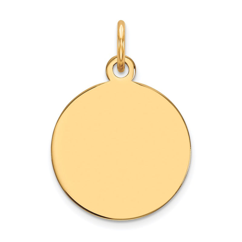 14k Yellow Gold Plain Circular Engravable Disc Charm