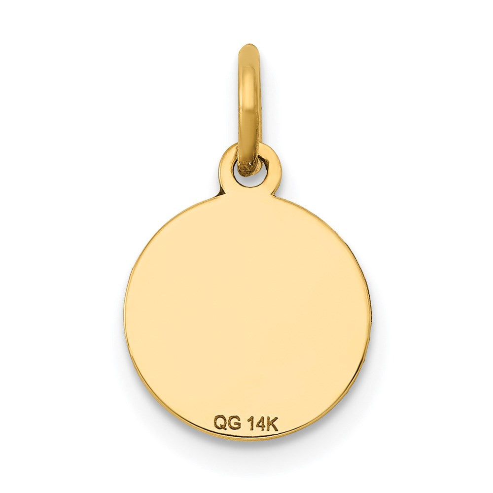14k Yellow Gold w/Enamel .027 Gauge Circular Engravable Disc Charm