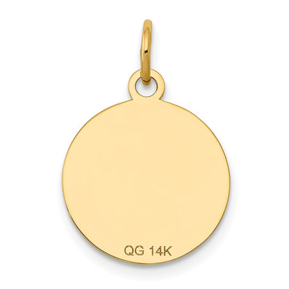14k Yellow Gold w/Enamel .027 Gauge Circular Engravable Disc Charm