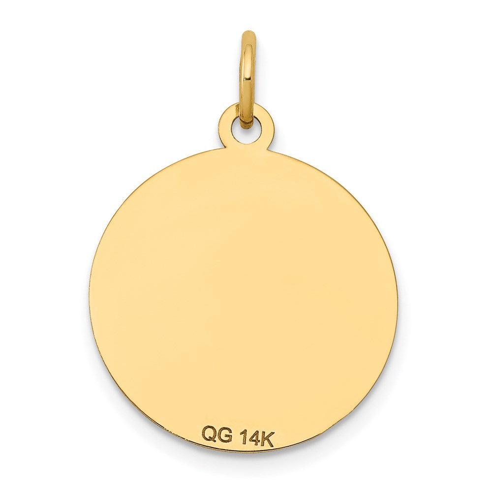 14k Yellow Gold w/Enamel .027 Gauge Circular Engravable Disc Charm