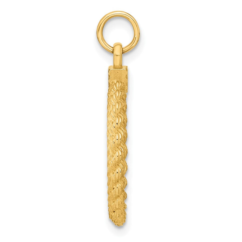 14k Yellow Gold Plain .013 Gauge Circular Engravable Disc with Rope Charm