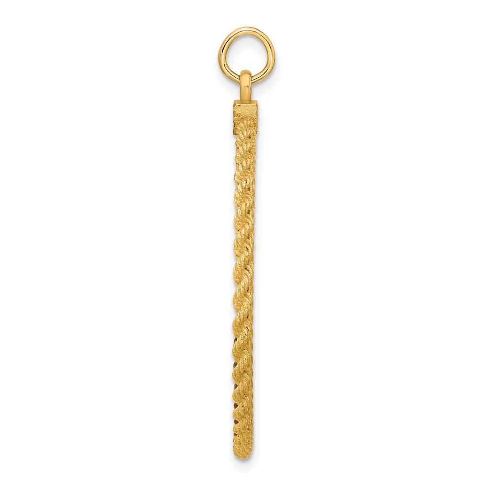 14k Yellow Gold Plain .013 Gauge Circular Engravable Disc with Rope Charm