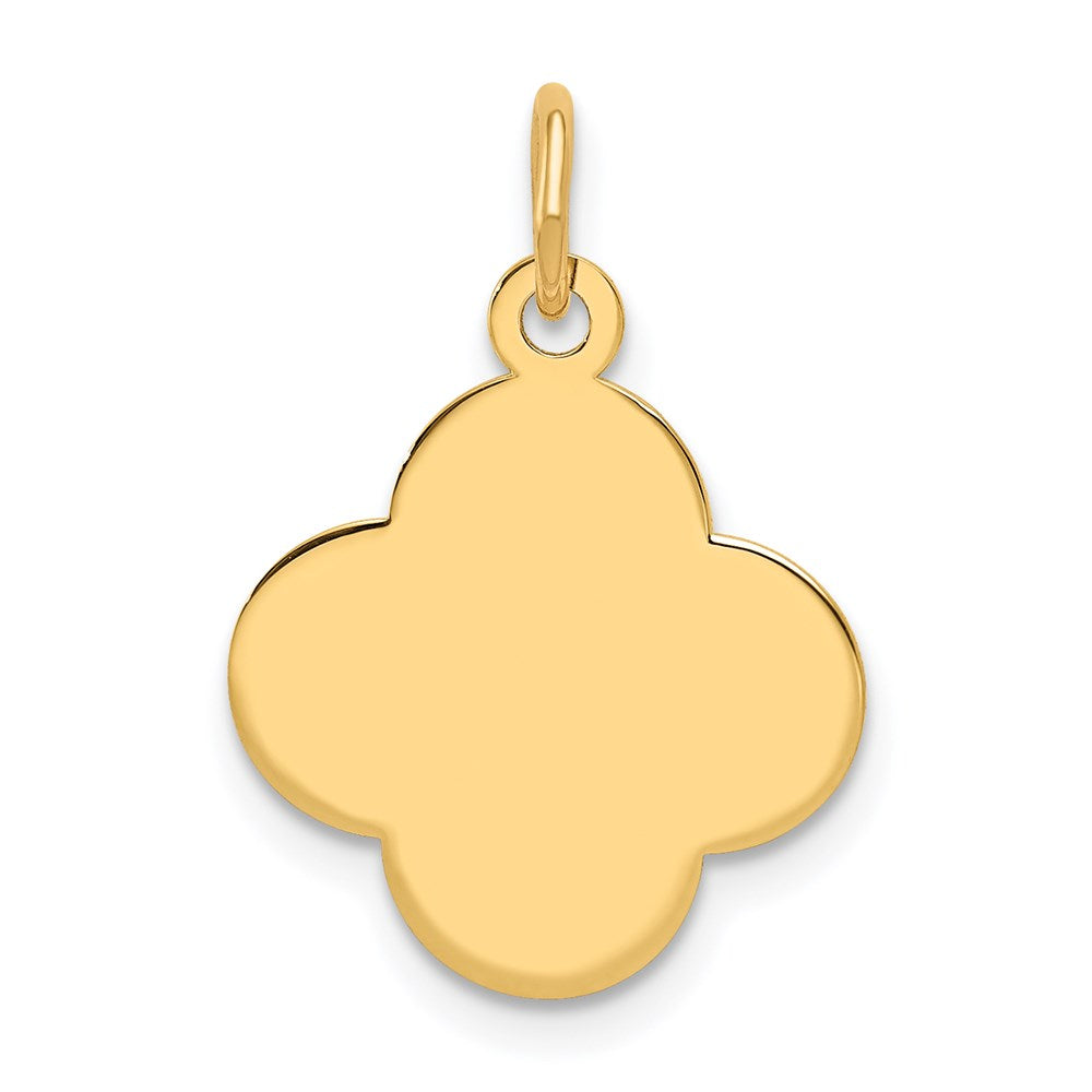 14k Yellow Gold Plain .018 Gauge Engravable Quadrafoil Disc Charm