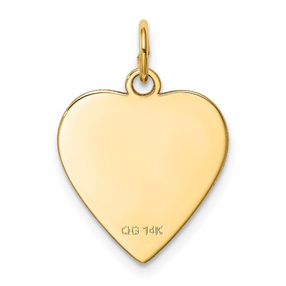14k Yellow Gold Plain .018 Gauge Heart Engravable Disc Charm