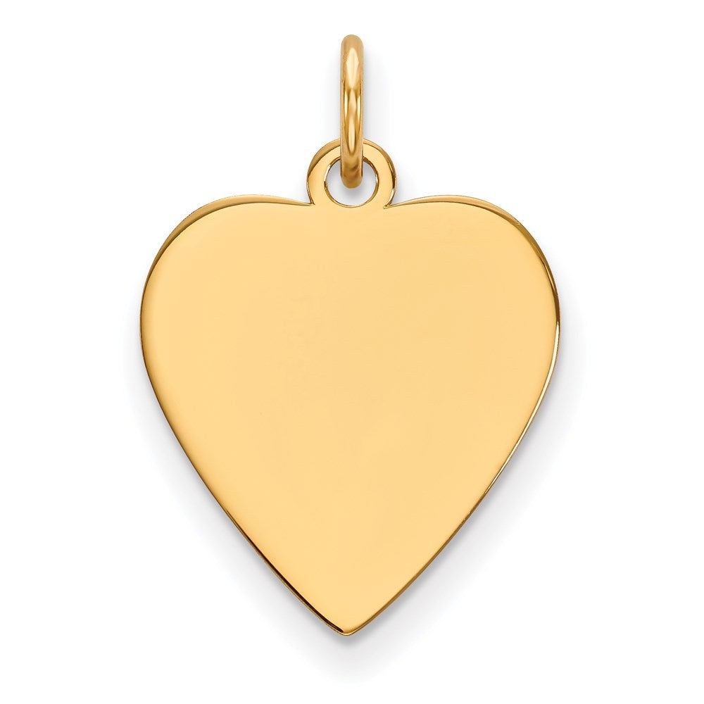 14k Yellow Gold Plain .018 Gauge Heart Engravable Disc Charm