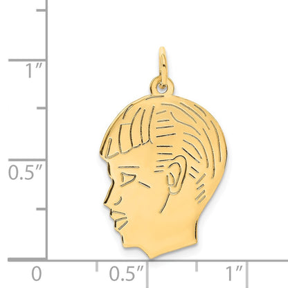 14k Yellow Gold.011 Depth Engravable Boy Head Charm
