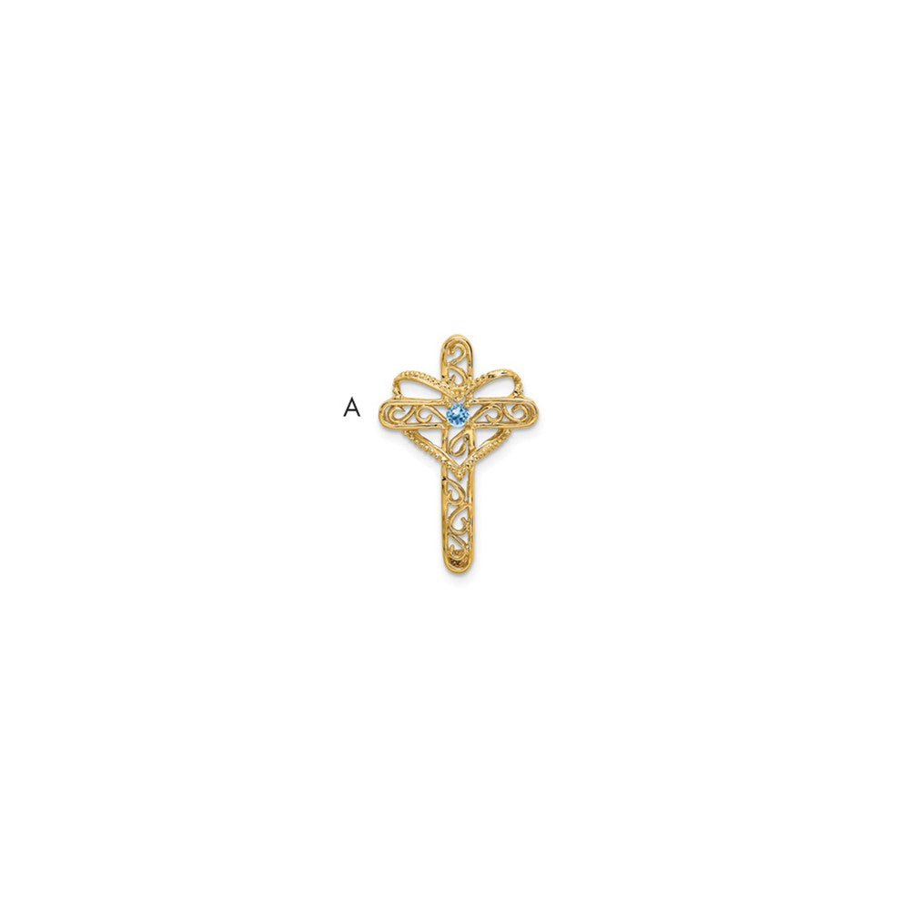 14k Genuine 1 Stone Mother's Cross Pendant