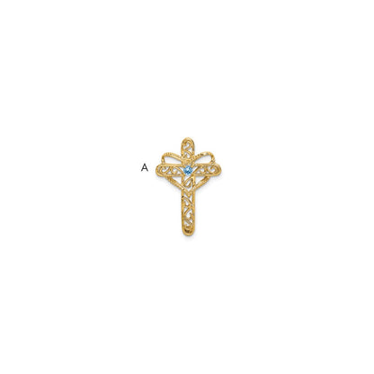 14k Genuine 1 Stone Mother's Cross Pendant