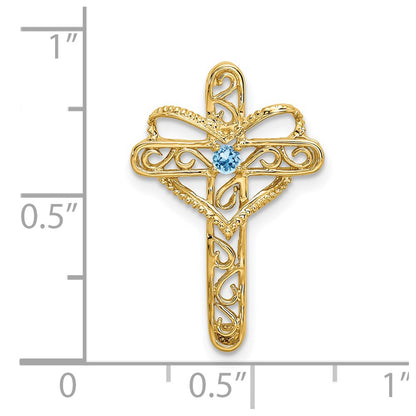 14k Genuine 1 Stone Mother's Cross Pendant
