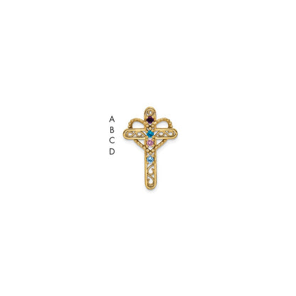 14k Genuine 4 Stone Mother's Cross Pendant