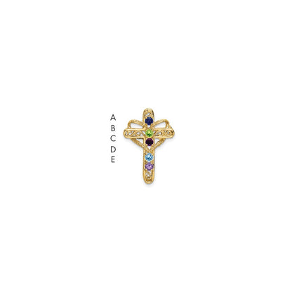 14k Genuine 5 Stone Mother's Cross Pendant