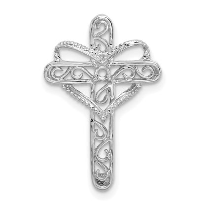 14k White Gold Synthetic Mother's Cross Pendant
