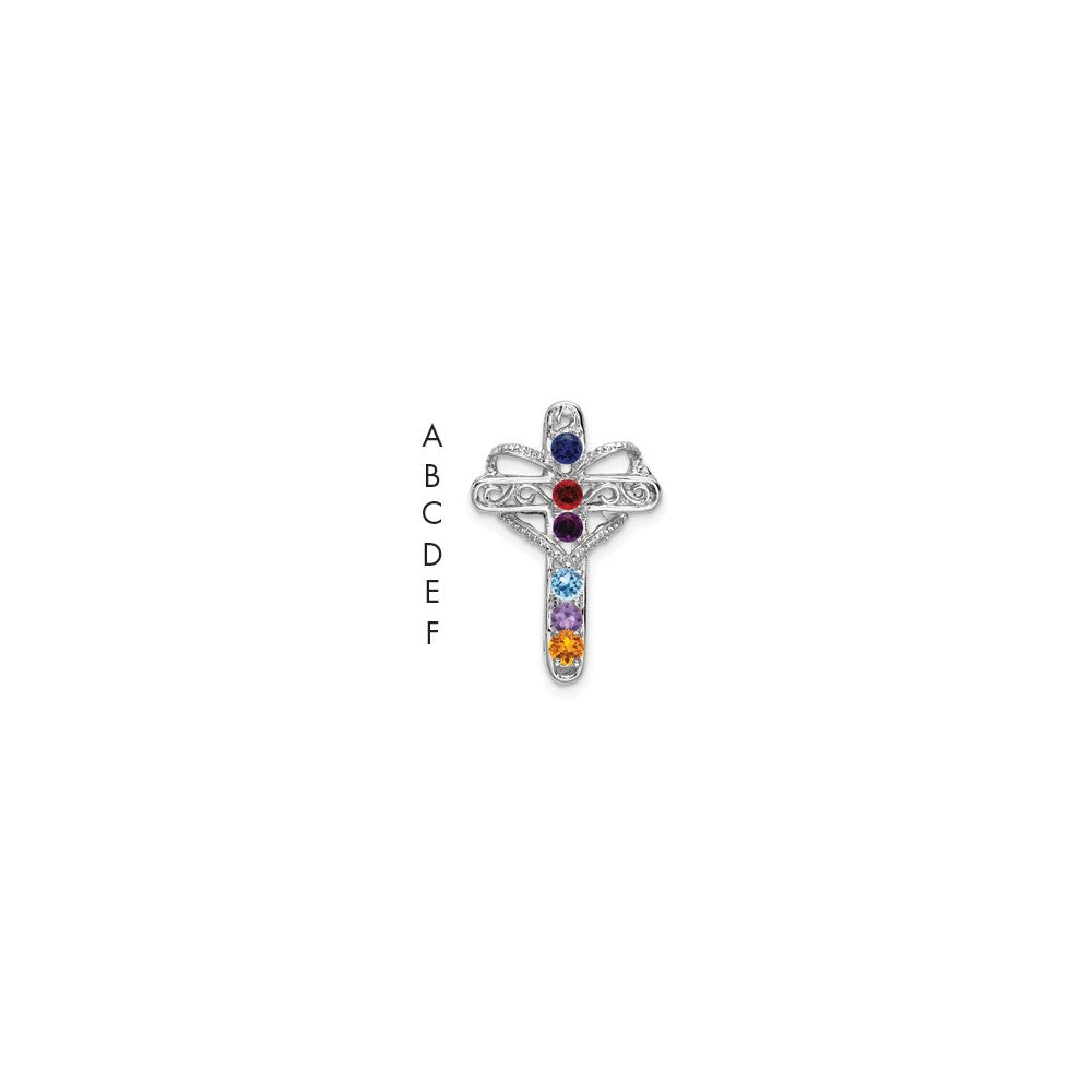 14k White Gold Genuine Mother's Cross Pendant