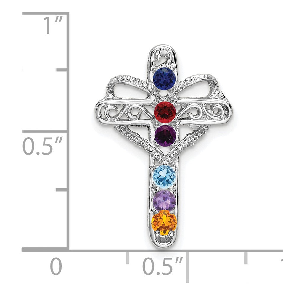 14k White Gold Genuine Mother's Cross Pendant