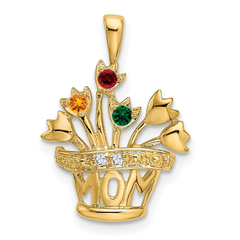 14k Genuine Natural Diamond Mother's Pendant