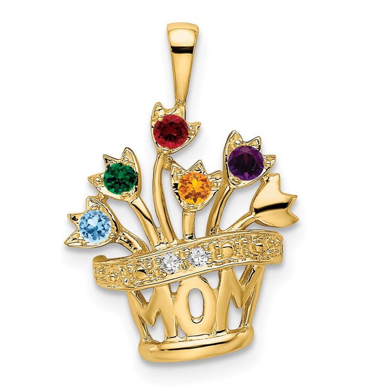 14k Genuine Natural Diamond Mother's Pendant