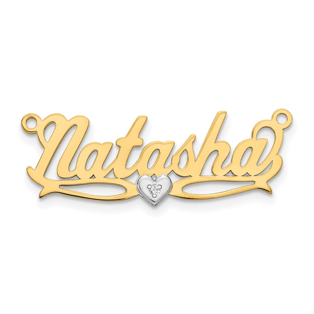 14k Two tone .005ct Diamond Name Plate