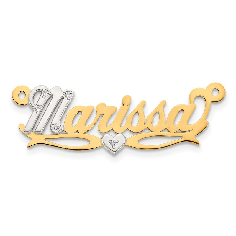 14k Two tone .03ct Diamond Name Plate