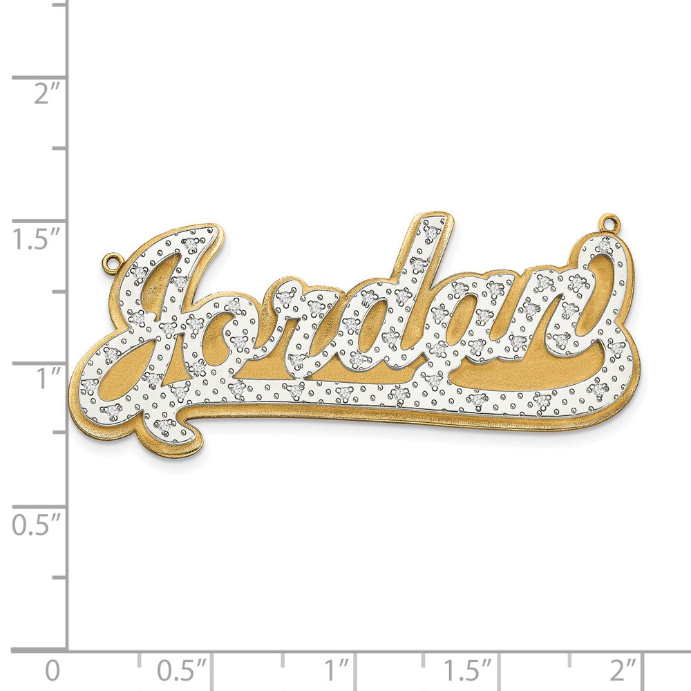 14k 3 Dimensional Diamond Name Plate Pendant