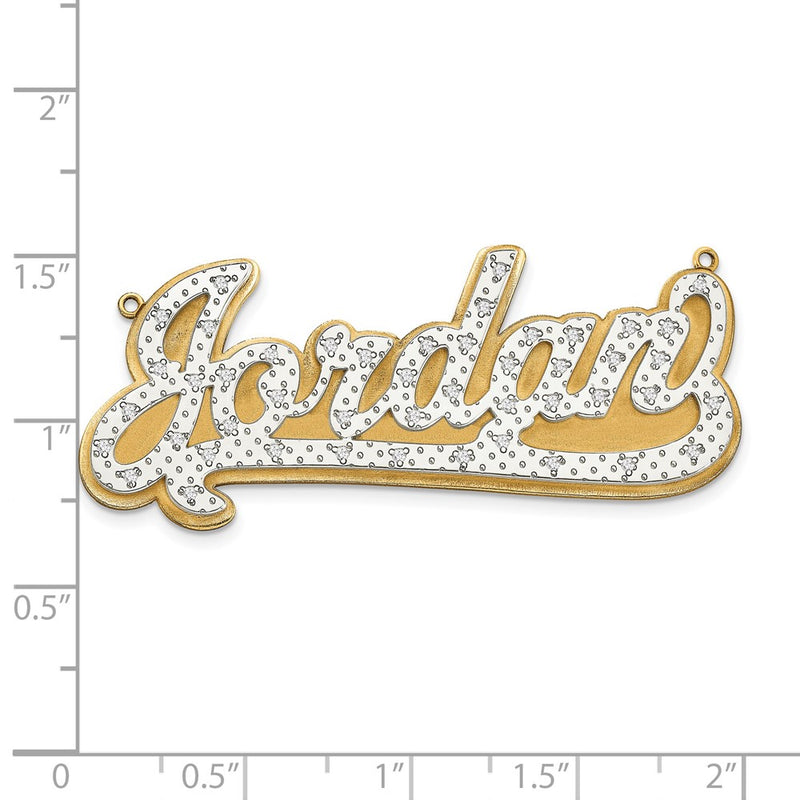 14k 3 Dimensional Diamond Name Plate Pendant