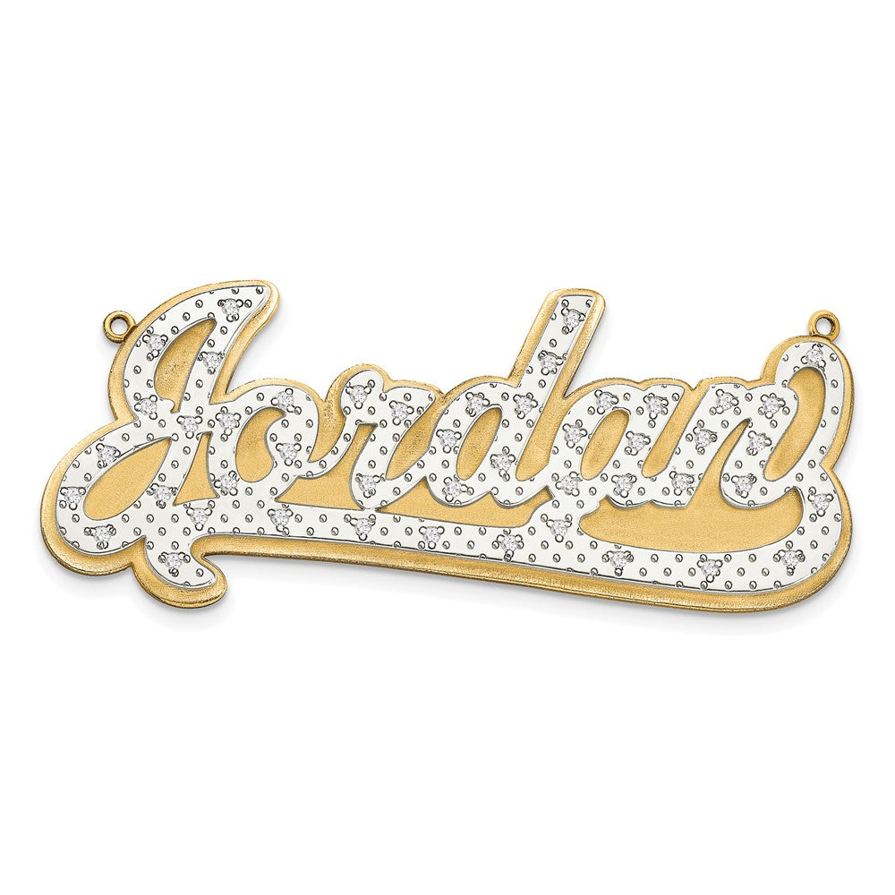 14k 3 Dimensional Diamond Name Plate Pendant