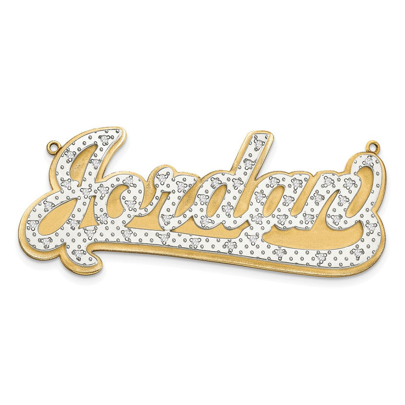 14k 3 Dimensional Diamond Name Plate Pendant