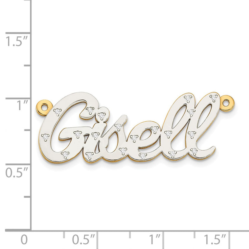 14k 3 Dimensional Diamond Name Plate Pendant